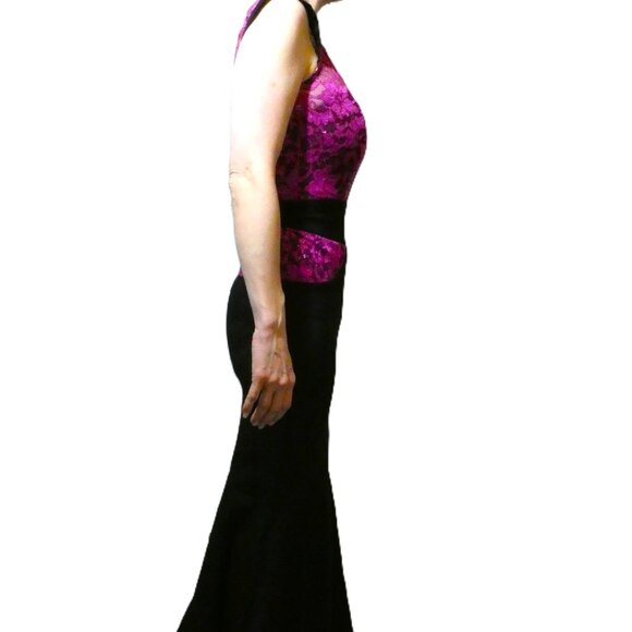 Holiday Party Dress Womens 4 Mermaid Corset Lace Vintage Old Hollywood Burgundy - Picture 4 of 9